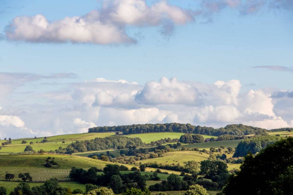 Views of the Peak District from Hamps Hall and Barn