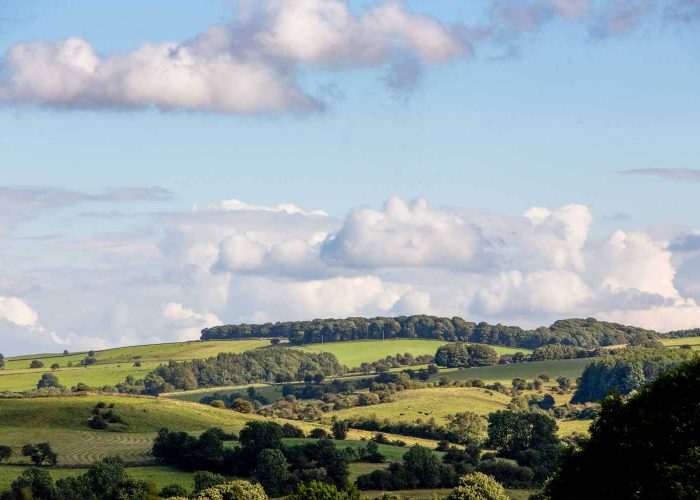 Views of the Peak District from Hamps Hall and Barn